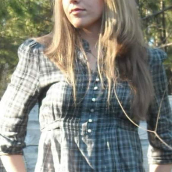 New York & Company Tops - Adorable plaid peasant tunic with tie and buttons